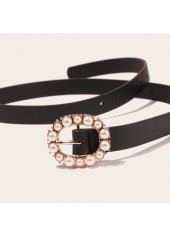 Black Pearl Leather Metal Detail Belt
