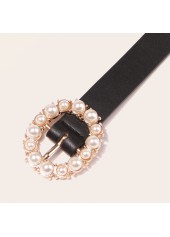 Black Pearl Leather Metal Detail Belt