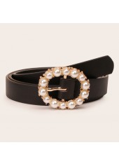 Black Pearl Leather Metal Detail Belt