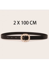 Black Pearl Leather Metal Detail Belt
