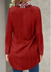 Plus Size Red Plaid Long Sleeve Sweatshirt