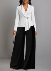 Asymmetry Long Black Shawl Collar Jumpsuit