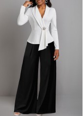 Asymmetry Long Black Shawl Collar Jumpsuit