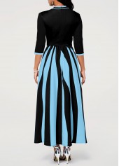 Geometric Print Pocket Light Blue Maxi Dress
