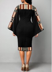 African Tribal Print Patchwork Black Bodycon Dress