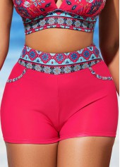 Tribal Print Tie Hot Pink Bikini Set