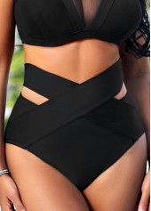 Sheer Mesh Patchwork Black Bikini Set