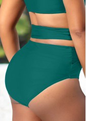 Sheer Mesh Patchwork Turquoise Bikini Set