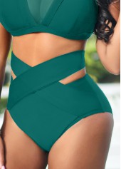 Sheer Mesh Patchwork Turquoise Bikini Set