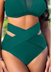 Sheer Mesh Patchwork Turquoise Bikini Set