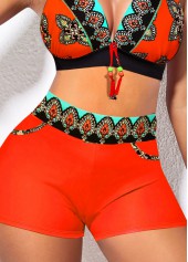 Tribal Print Tie Orange Bikini Set