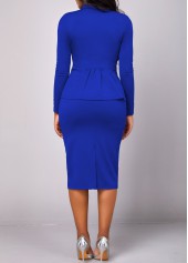 Royal Blue Lapel Long Sleeve Two Piece Suit