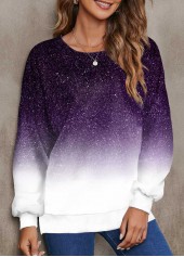 Plus Size Purple Ombre Long Sleeve Sweatshirt