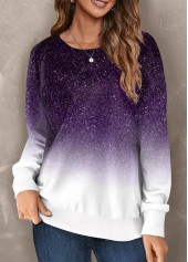 Plus Size Purple Ombre Long Sleeve Sweatshirt