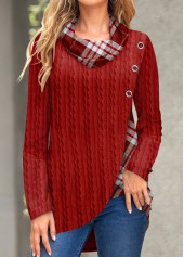 Plus Size Red Plaid Long Sleeve Sweatshirt