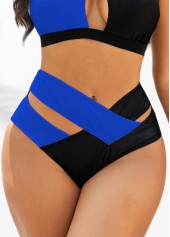 Cross Strap Mid Waisted Blue Bikini Bottom