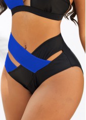 Cross Strap Mid Waisted Blue Bikini Bottom