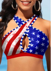 Flag Print Cut Out Red Bikini Set