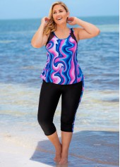 Multi Color Plus Size Mesh Tankini Set