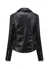 Zipper Lapel Black Long Sleeve Jacket