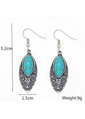 1 Pair Turquoise Leaf Metal Earrings