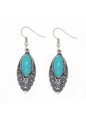 1 Pair Turquoise Leaf Metal Earrings