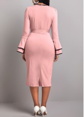 Belted Dusty Pink Round Neck Dress