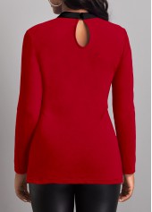 Fake 2in1 Lace Stitching Red T Shirt