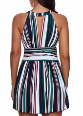 Multi Color Plus Size Striped Swimdress Top-No Bottom