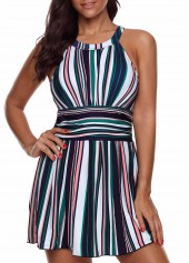 Multi Color Plus Size Striped Swimdress Top-No Bottom