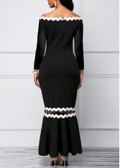 Contrast Binding Off Shoulder Black Dress