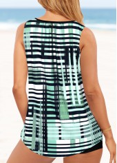 Geometric Print Metal Ring Mint Green Tankini Top-No Bottom