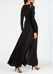 Contrast Black Long Sleeve V Neck Jumpsuit