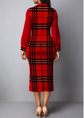 Plaid Patchwork Red Two Piece Suit Dress