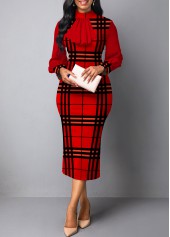 Plaid Patchwork Red Two Piece Suit Dress