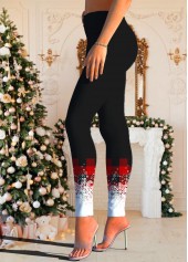Christmas Red Snowflake Print Mid Waisted Leggings