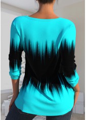 Plus Size Cyan Ombre Long Sleeve T Shirt
