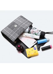 Black Houndstooth Print PU Magnetic Shoulder Bag