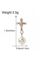 Silvery White Round Metal Pearl Earrings