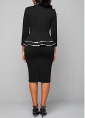Sequin Shawl Collar Black Bodycon Dress