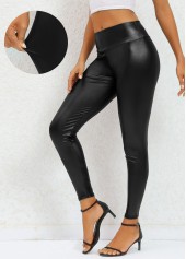 Black Elastic Waist High Waisted Ankle Length Leggings