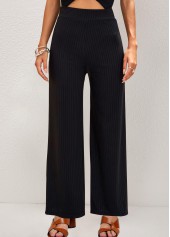 Elastic Black Straight Leg High Waisted Pants