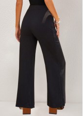Elastic Black Straight Leg High Waisted Pants