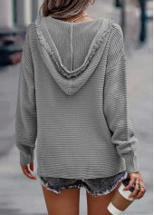 Hooded Dark Grey Long Sleeve Sweater