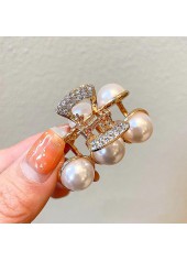 Pearl Gold Round Rhinestone Design Barrette