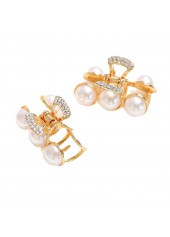 Pearl Gold Round Rhinestone Design Barrette