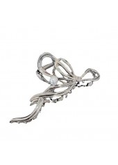 Asymmetry Design Metal Silvery White Barrette