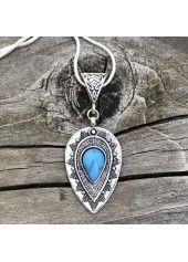 Silver Teardrop Shaped Metal Detail Necklace