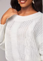 Boat Neck Long Sleeve White Bodycon Dress