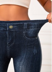 Black Elastic Waist High Waisted Ankle Length Leggings